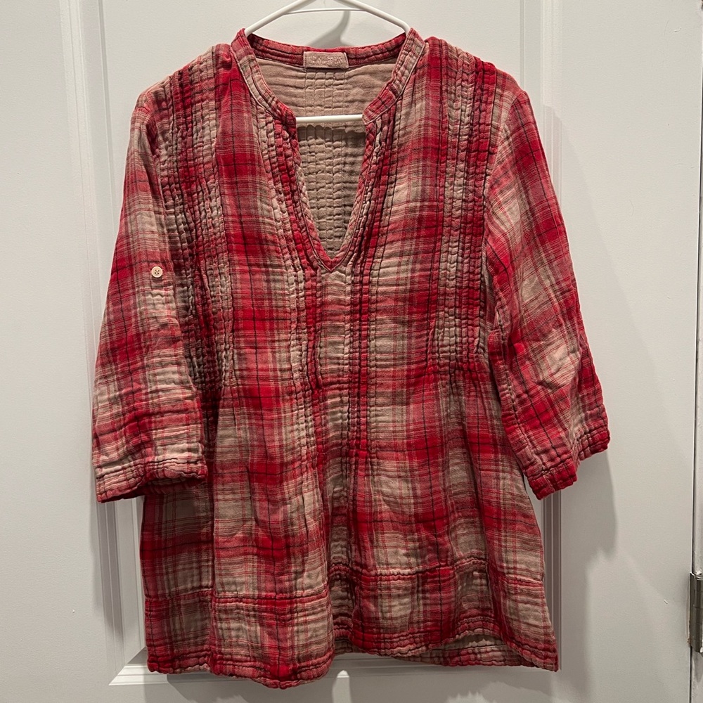 CP Shades Plaid V-neck Top